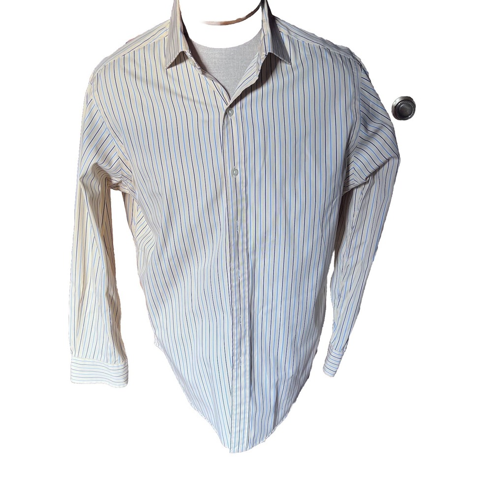 Ralph Lauren Shirt Mens‎ 16 Yellow Blue Stripe Regent Classic Fit
